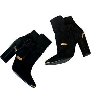 Ted Baker London Sailly Ankle Suede Zip Boots Black Bow Womens Size‎ 7